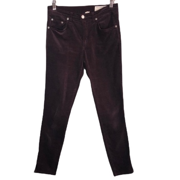Rag & Bone Velvet Wine Purple High Rise 10 Inch Capri 28